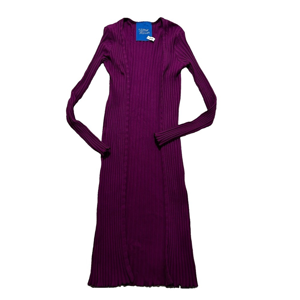Simon Miller Rib Women's S Limosa Cardigan Plum Longline Duster Minimalist